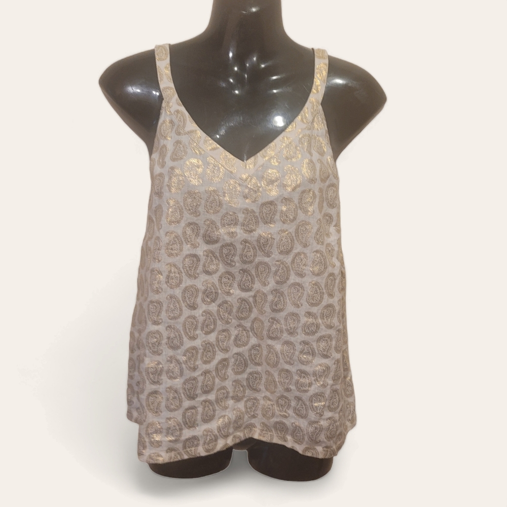 ST. TROPEZ Gold Paisley Pattern Top